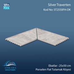 Silver Traverten 25x50 cm 90° Dış Köşe Porselen Flat Tutamak Köşeleri