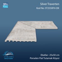 Silver Traverten 25x50 cm 90° Dış Köşe Porselen Flat Tutamak Köşeleri