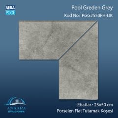 Pool Garden Grey 25x50 cm 90° Dış Köşe Porselen Flat Tutamak Köşeleri