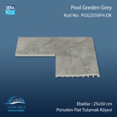 Pool Garden Grey 25x50 cm 90° Dış Köşe Porselen Flat Tutamak Köşeleri