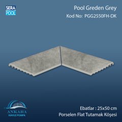 Pool Garden Grey 25x50 cm 90° Dış Köşe Porselen Flat Tutamak Köşeleri