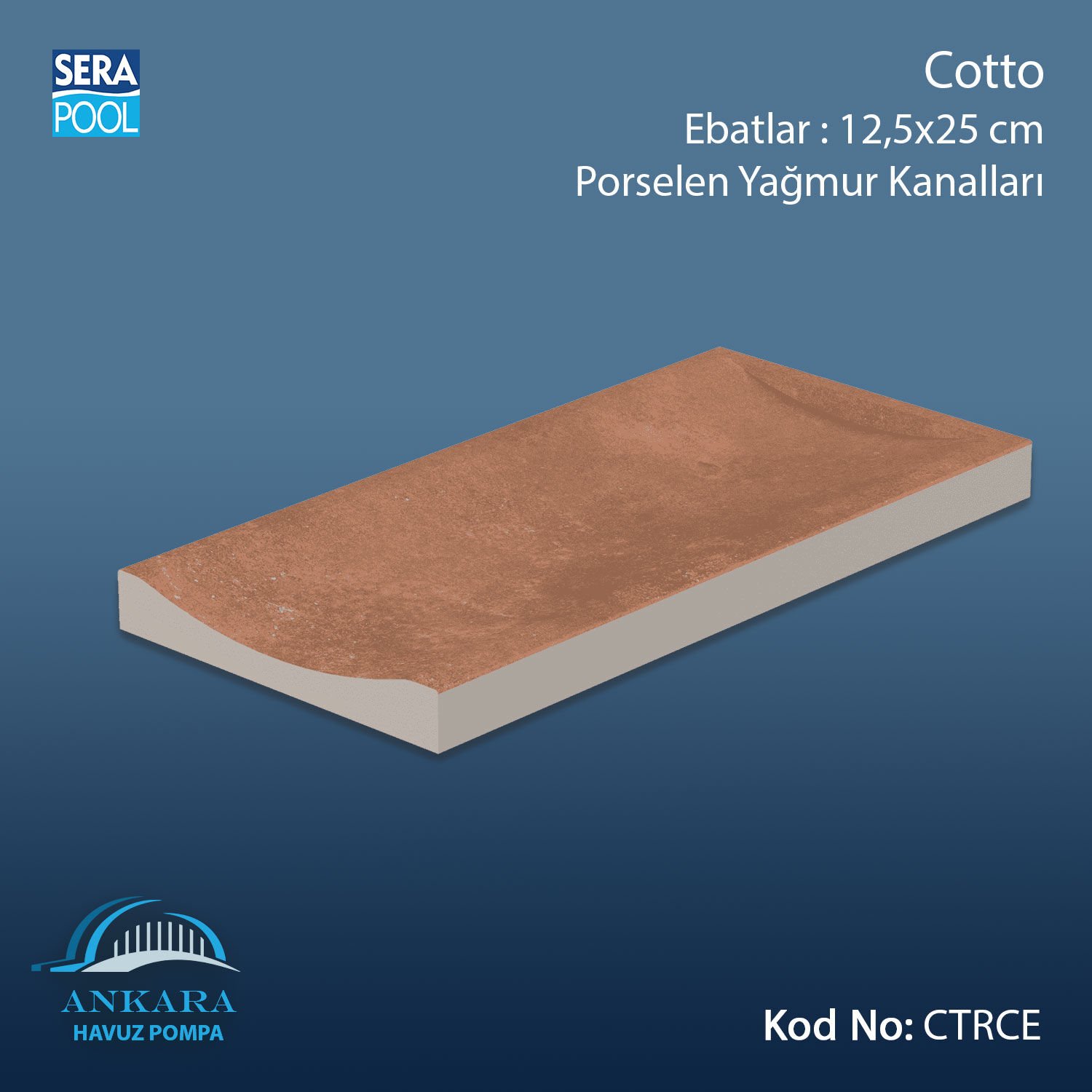 Serapool Cotto 12,5x25 cm Tamamlayıcı Yağmur Kanalı