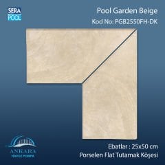 Pool Garden Beige 25x50 cm 90° Dış Köşe Porselen Flat Tutamak Köşeleri