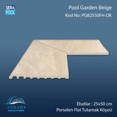 Pool Garden Beige 25x50 cm 90° Dış Köşe Porselen Flat Tutamak Köşeleri