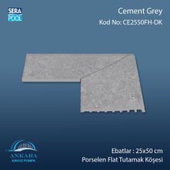Cement Grey 25x50 cm 90° Dış Köşe Porselen Flat Tutamak Köşeleri