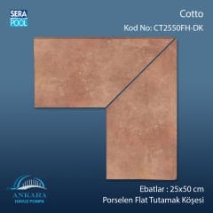 Cotto 25x50 cm 90° Dış Köşe Porselen Flat Tutamak Köşeleri