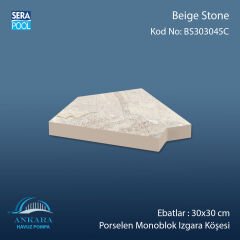 Beige Stone 30x30 cm 45° Monoblok Izgara Köşesi
