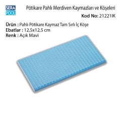 Pahlı Pötikare Kaymaz Tam Sırlı İç Köşe 12,5x12,5 cm Açık Mavi