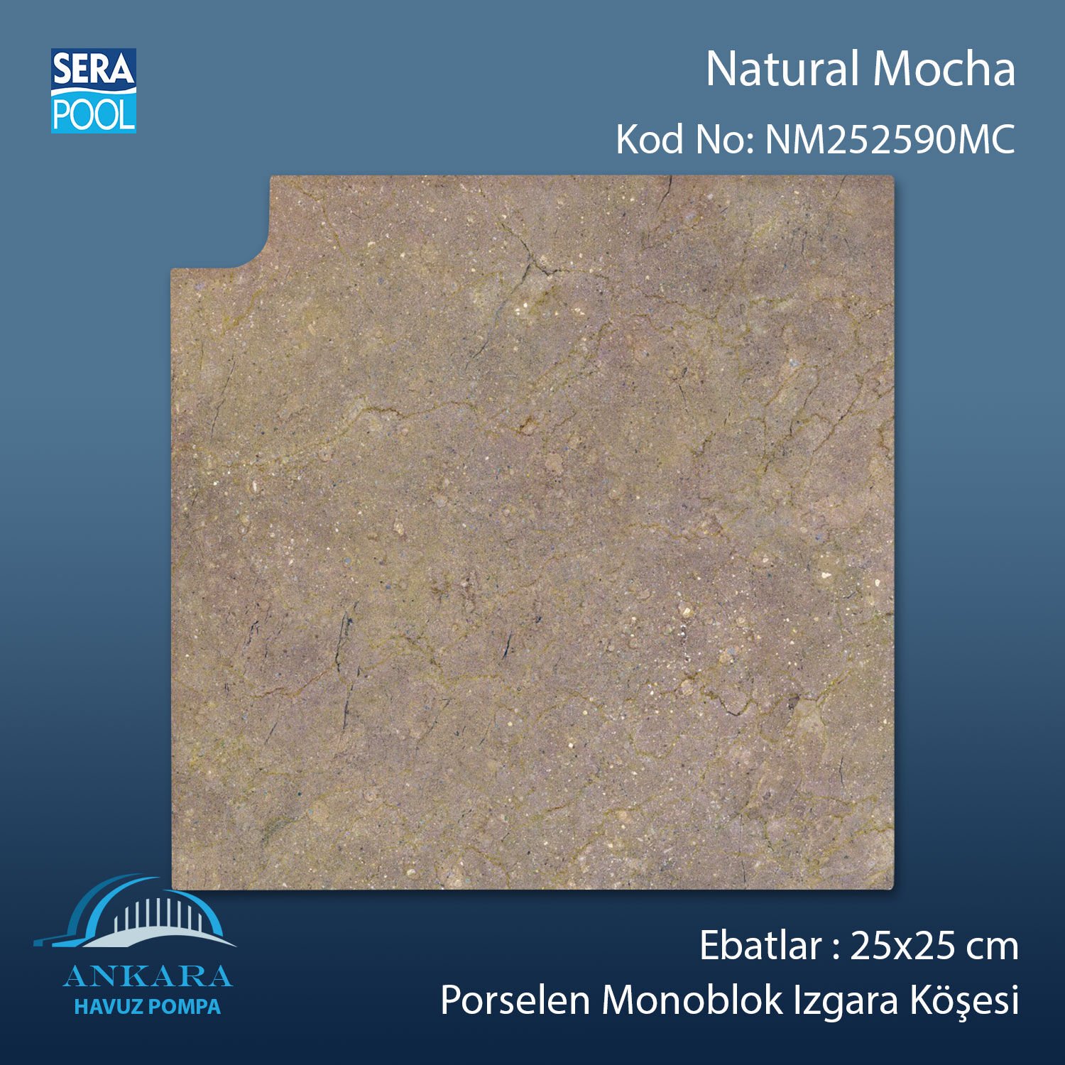Natural Mocha 25x25 cm 90° Monoblok Izgara Köşesi
