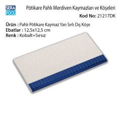 Pahlı Pötikare Kaymaz Yarı Sırlı Dış Köşe 12,5x12,5 cm Kobalt+Sırsız