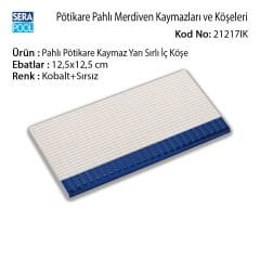 Serapool Pahlı Pötikare Kaymaz Yarı Sırlı İç Köşe 12,5x12,5 cm Kobalt+Sırsız