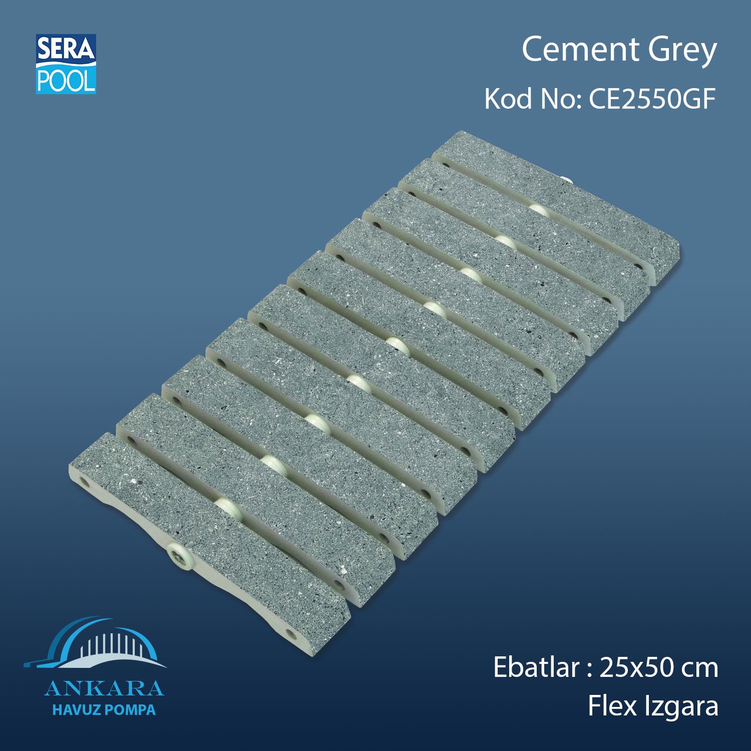 Cement Grey 25x50 cm Flex Izgara