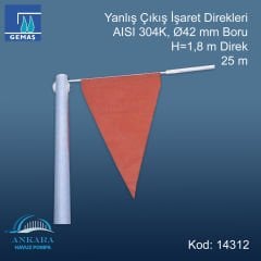 25 m Geri Dönüş İşaret Direği AISI 304 K Paslanmaz Çelik