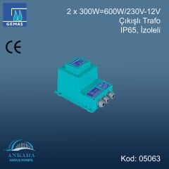 2x300W=600W/230V-12V Çıkışlı Trafo, IP65, İzoleli