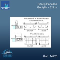 2,5 m Genişlik Dönüş Paneli AISI 304 K Paslanmaz Çelik