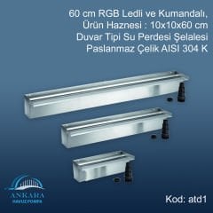 Duvar Tipi Su Perdesi Şelale-304 PASLANMAZ -60 CM LEDLİ