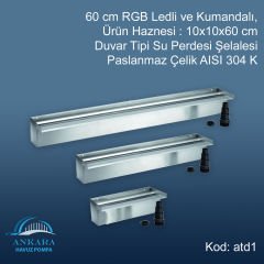 EDR Duvar Tipi Su Perdesi Şelale-304 PASLANMAZ -60 CM LEDLİ