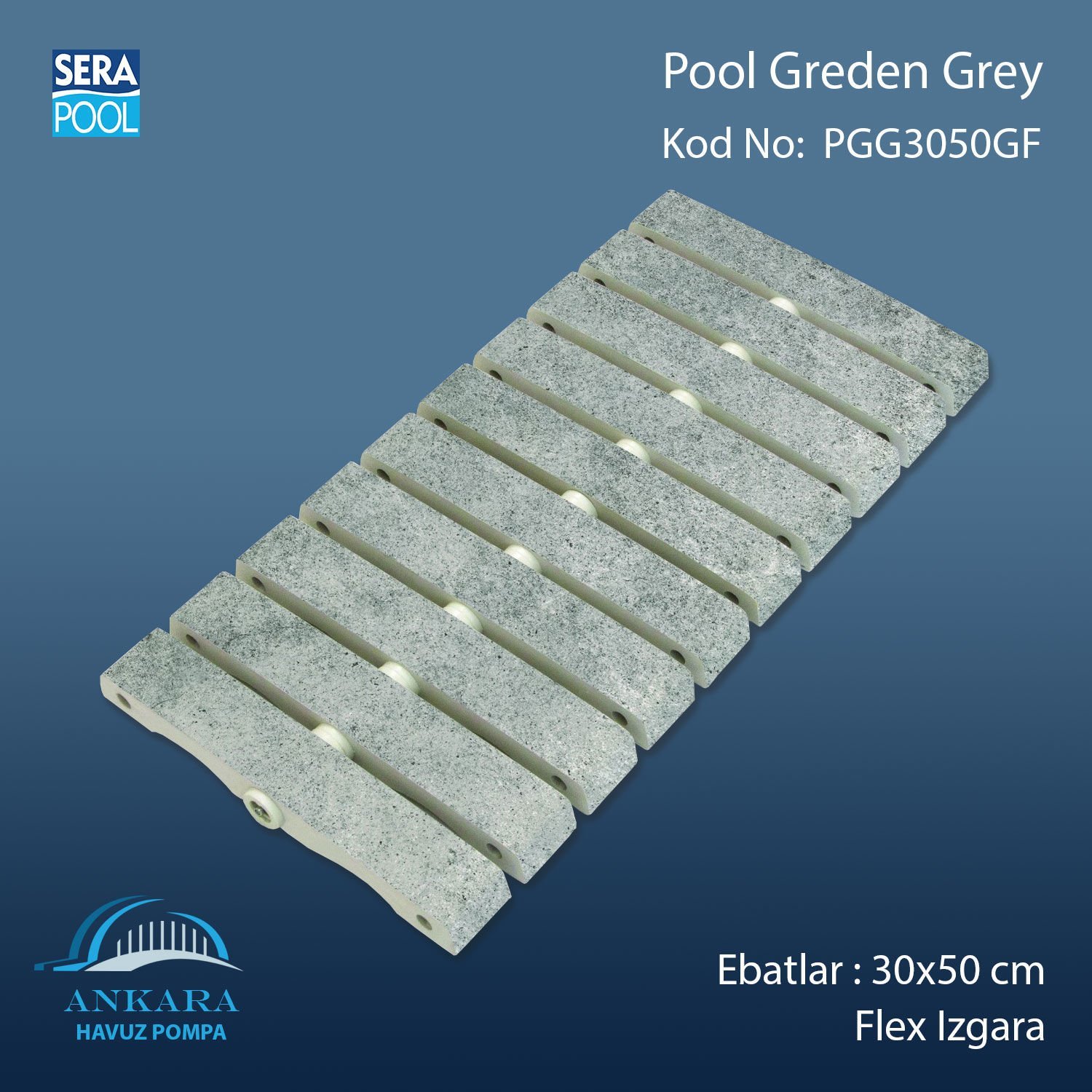 Pool Garden Grey 30x50 cm Flex Izgara