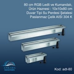 Duvar Tipi Su Perdesi Şelale-304 PASLANMAZ -80 CM LEDLİ