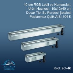 Duvar Tipi Su Perdesi Şelale-304 PASLANMAZ -40 CM LEDLİ