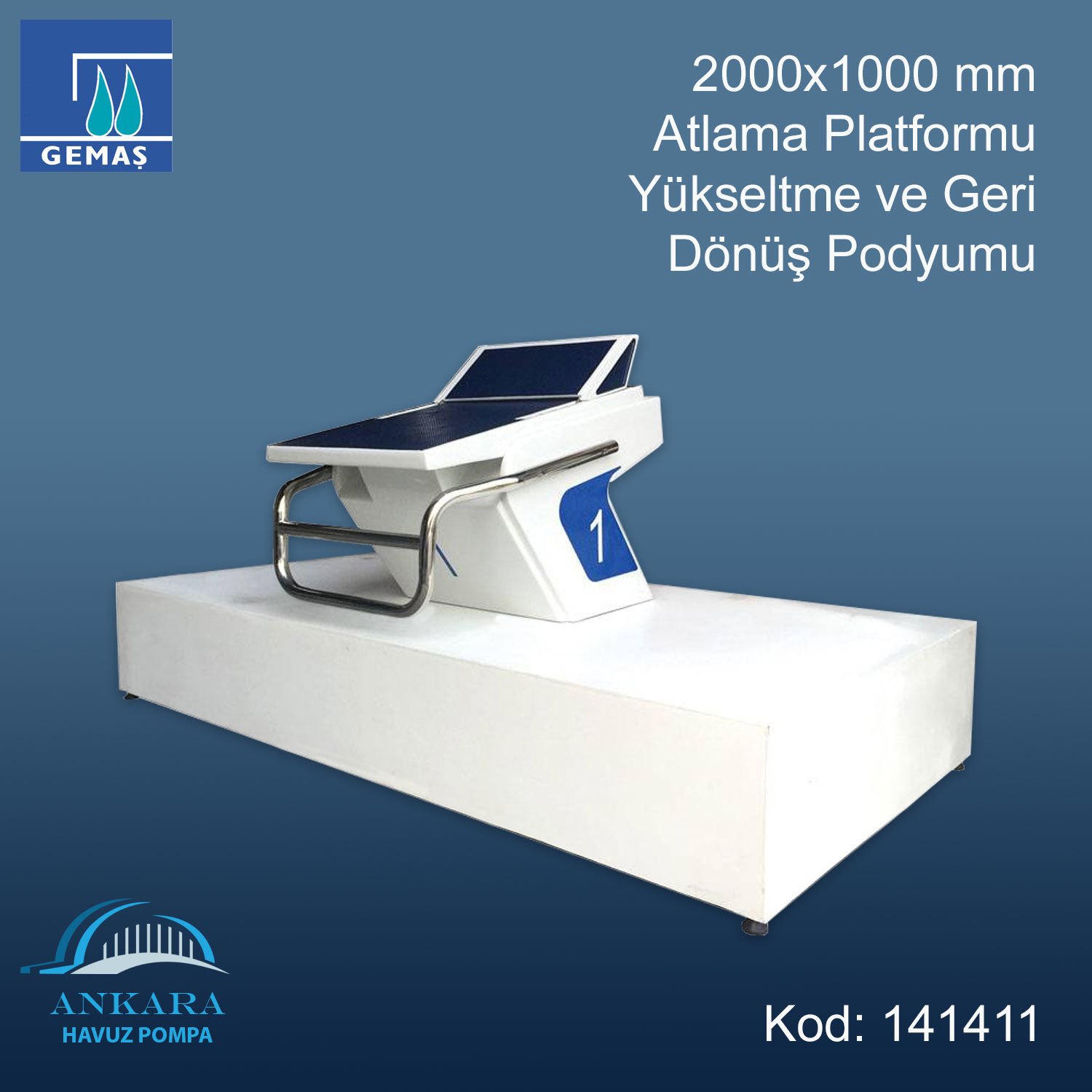 2000x1000 mm Atlama Platformu Yükseltme ve Geri Dönüş Podyumu