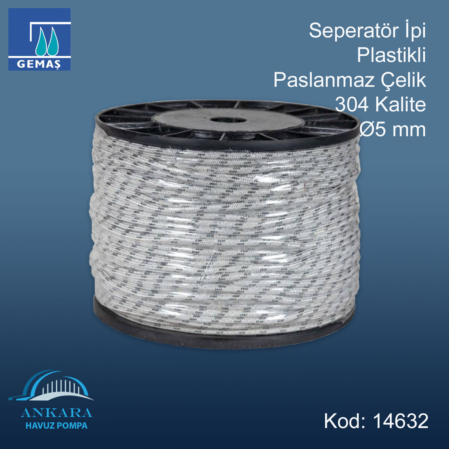 Seperatör İpi Plastikli Paslanmaz Çelik Ø5 mm. 304 Kalite