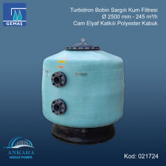 Turbidron Bobin Sargılı Kum Filtresi - Ø 2500 mm - 245 m³/h - Cam Elyaf Katkılı Polyester Kabuk