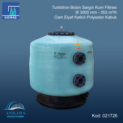 Turbidron Bobin Sargılı Kum Filtresi - Ø 3000 mm - 353 m³/h - Cam Elyaf Katkılı Polyester Kabuk