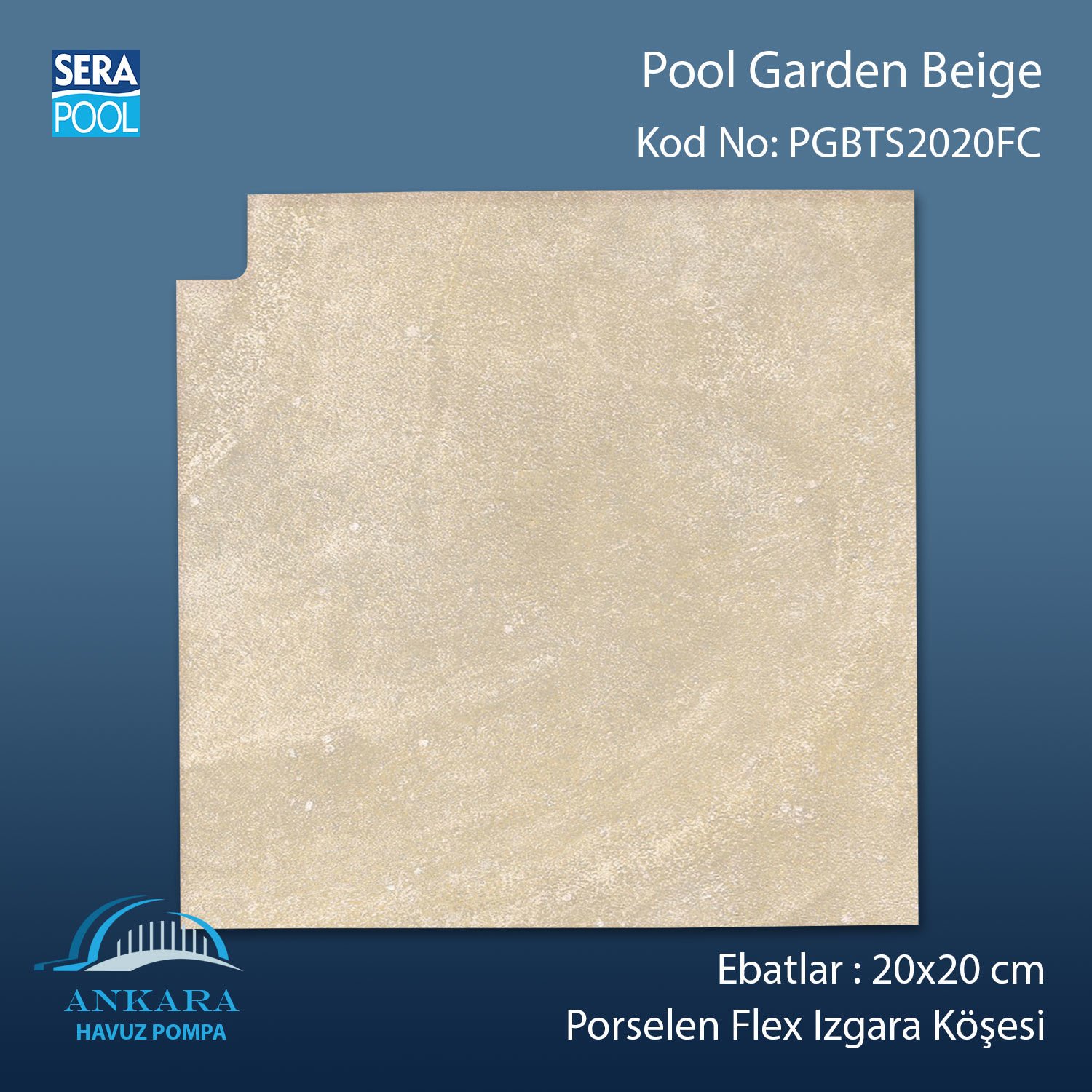 Pool Garden Beige 20x20 cm Flex Izgara Köşeleri