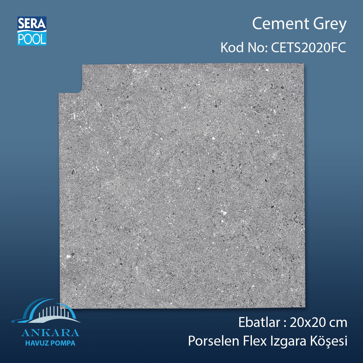 Cement Grey 20x20 cm Flex Izgara Köşeleri