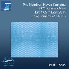 PVC Membran Havuz Kaplaması - 8272 Kaymaz Mavi En:1,65 m (41,25 m²)