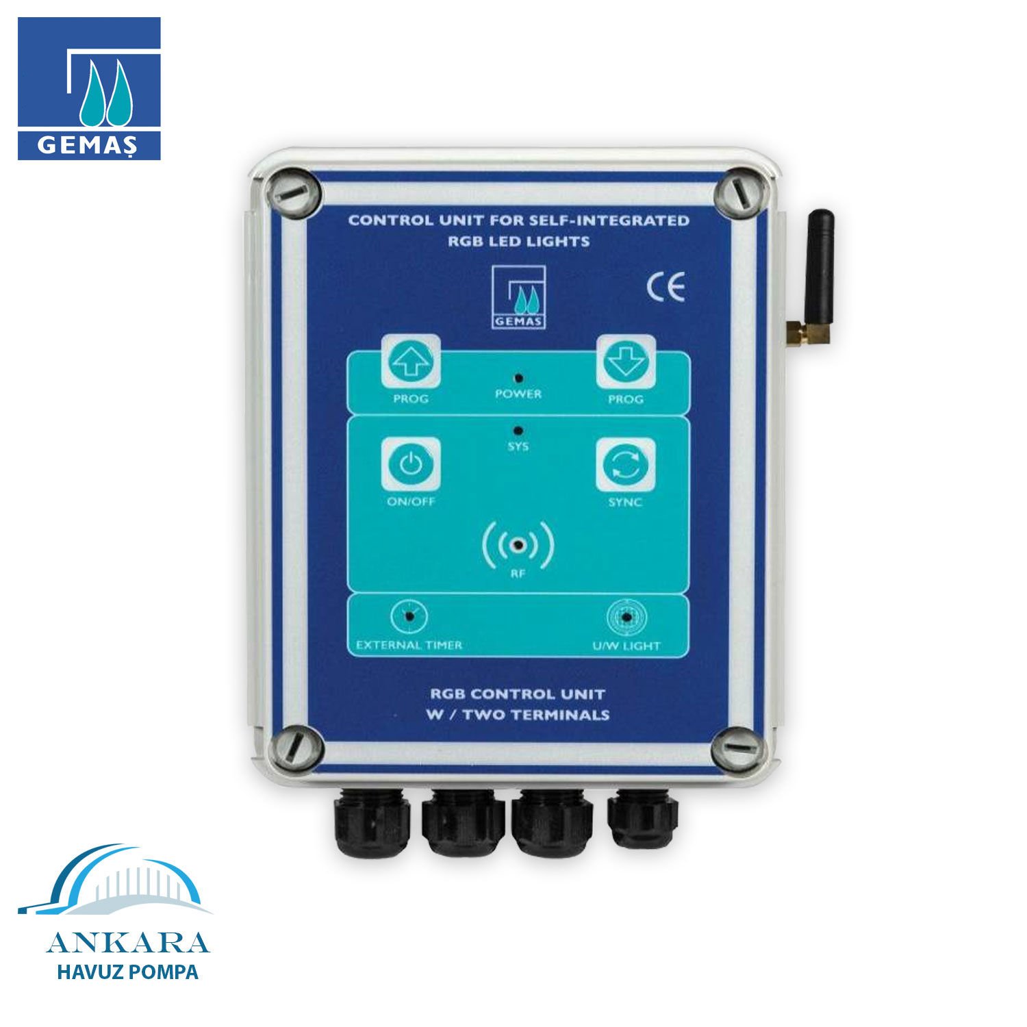 Kendinden Entegreli-RGB Renkli Led Lambalar için İki Terminalli Pano II + Kumanda Anahtarı 4 tuşlu