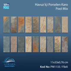 Pool Mix (11x33 cm / Fileli) Porselen Karo - m² 'si