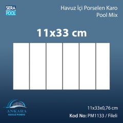 Pool Mix (11x33 cm / Fileli) Porselen Karo - m² 'si