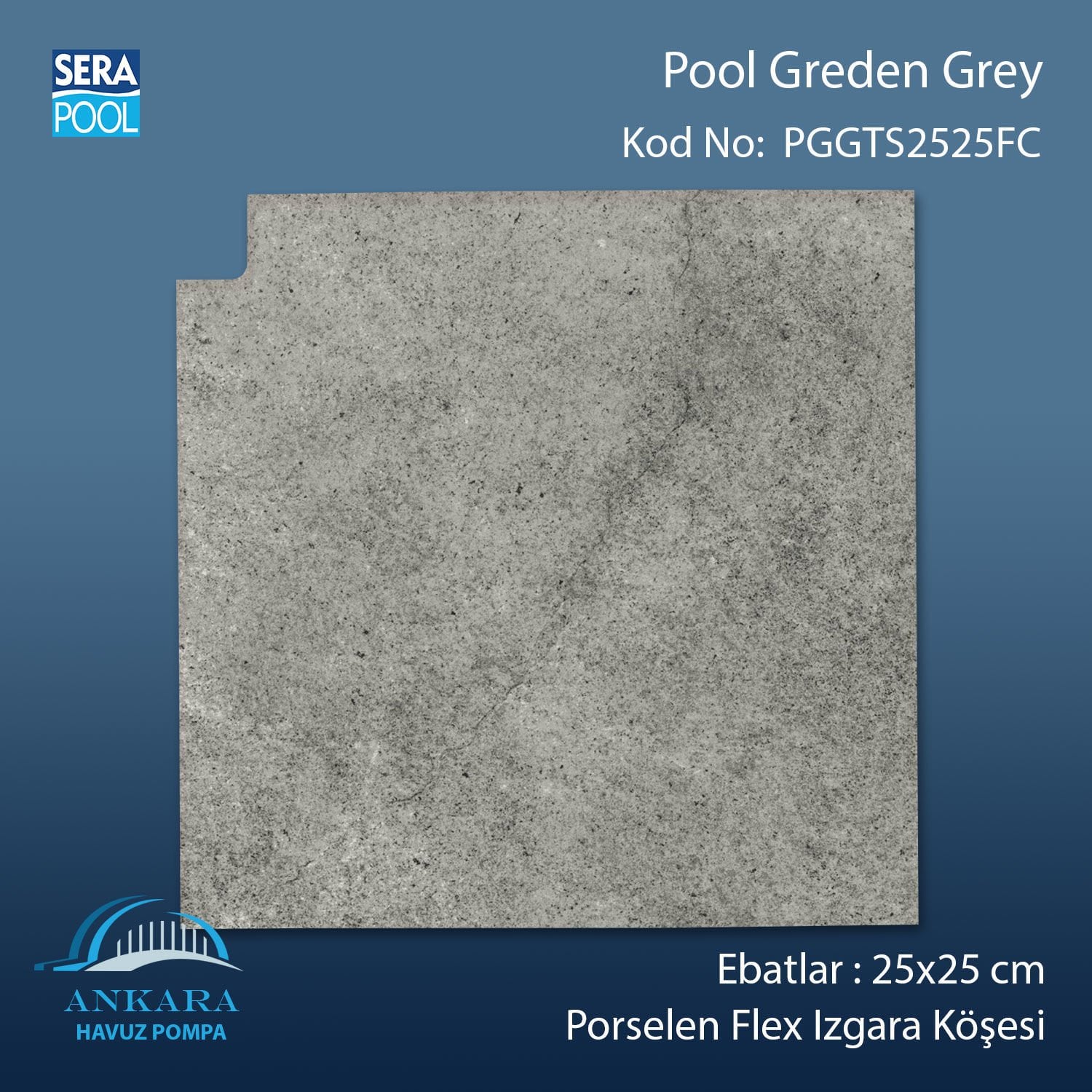 Pool Garden Grey 25x25 cm Flex Izgara Köşeleri