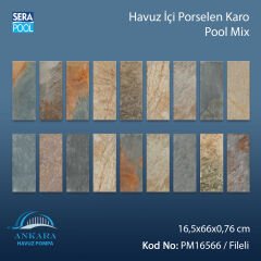 Pool Mix (16,5x66 cm) Porselen Karo - m² 'si