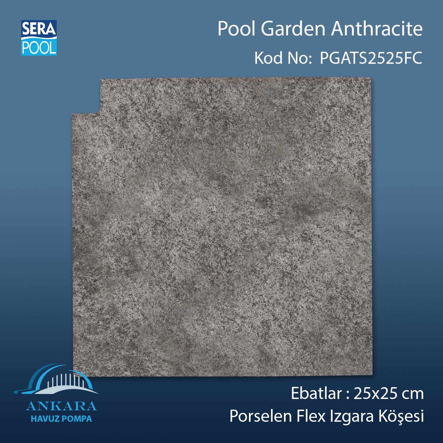 Pool Garden Anthracite 25x25 cm Flex Izgara Köşeleri