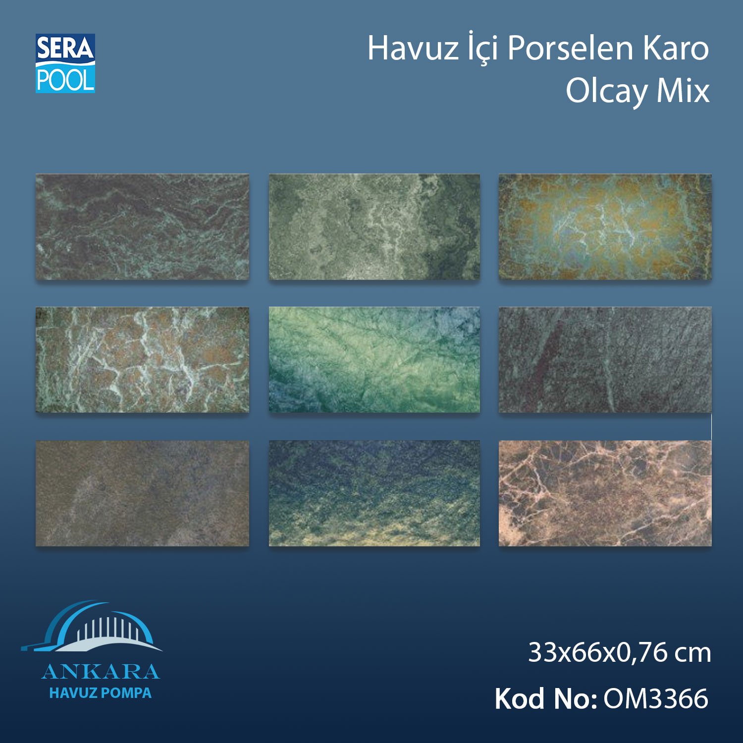 Olcay Mix (33x66 cm) Porselen Karo - m² 'si
