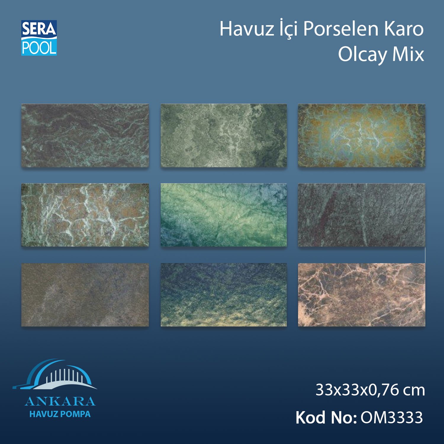 Olcay Mix (33x33 cm) Porselen Karo - m² 'si