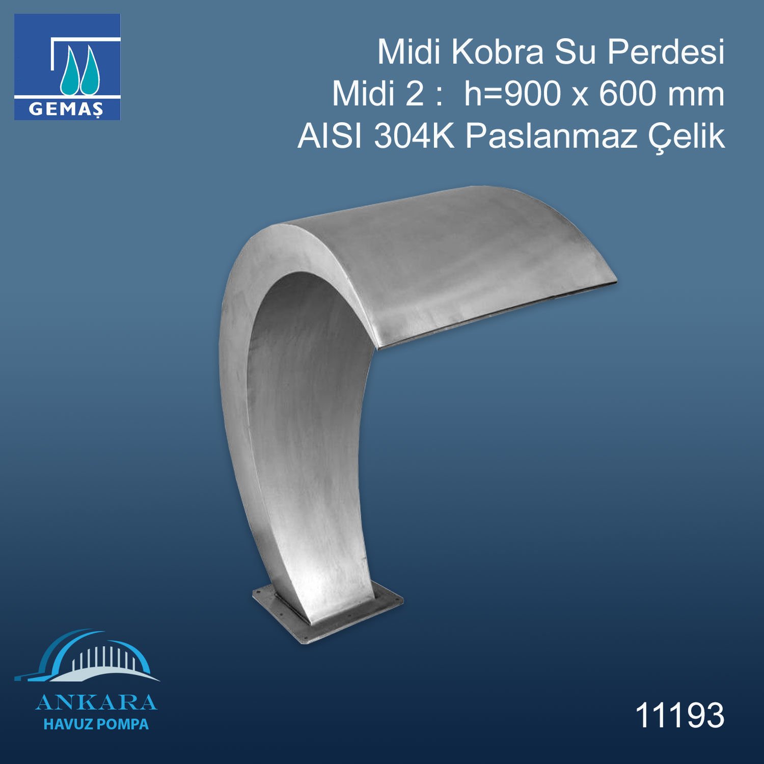 Midi Kobra Su Perdesi 304 K - Midi 2 - h=900x600 mm