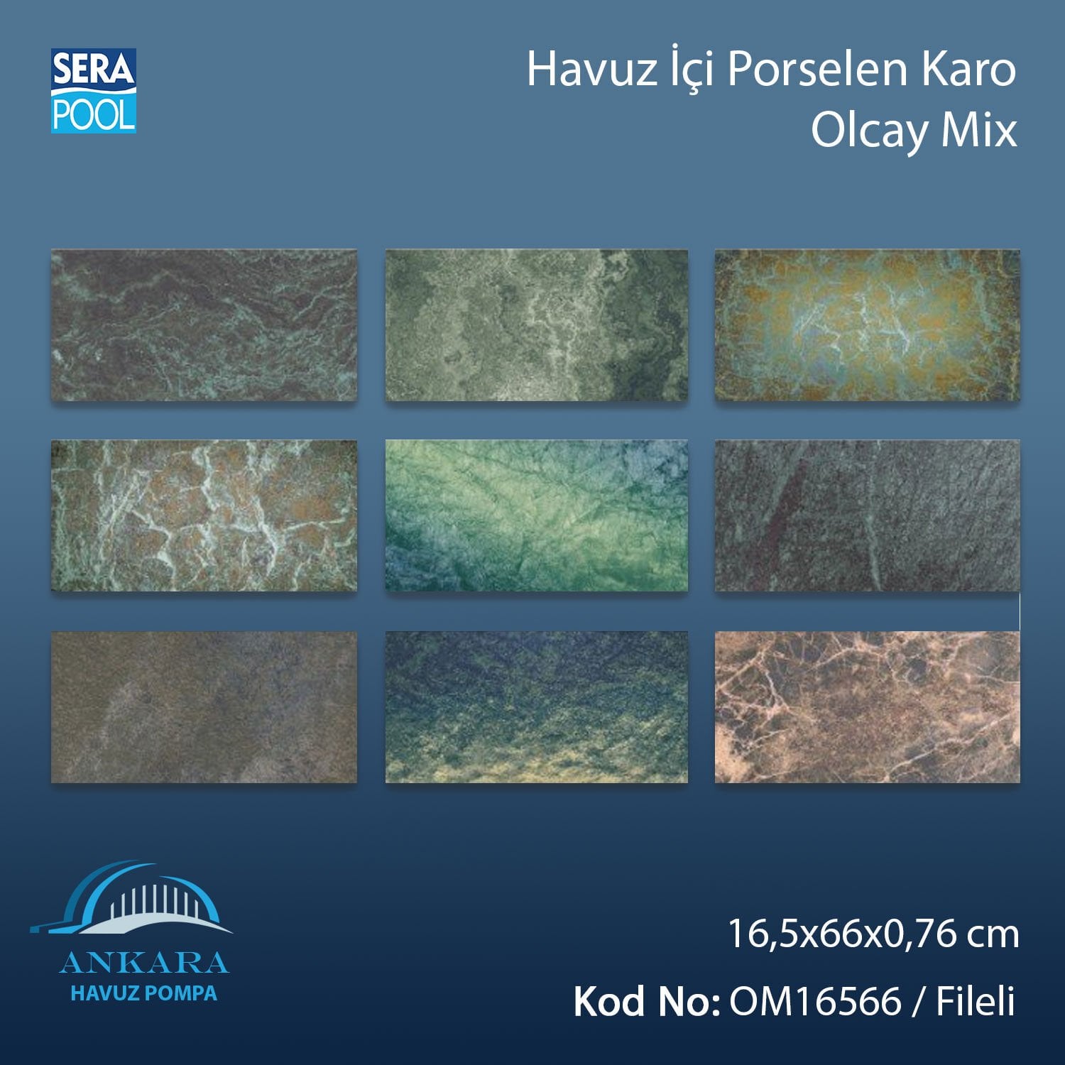 Olcay Mix (16,5x66 cm) Porselen Karo - m² 'si