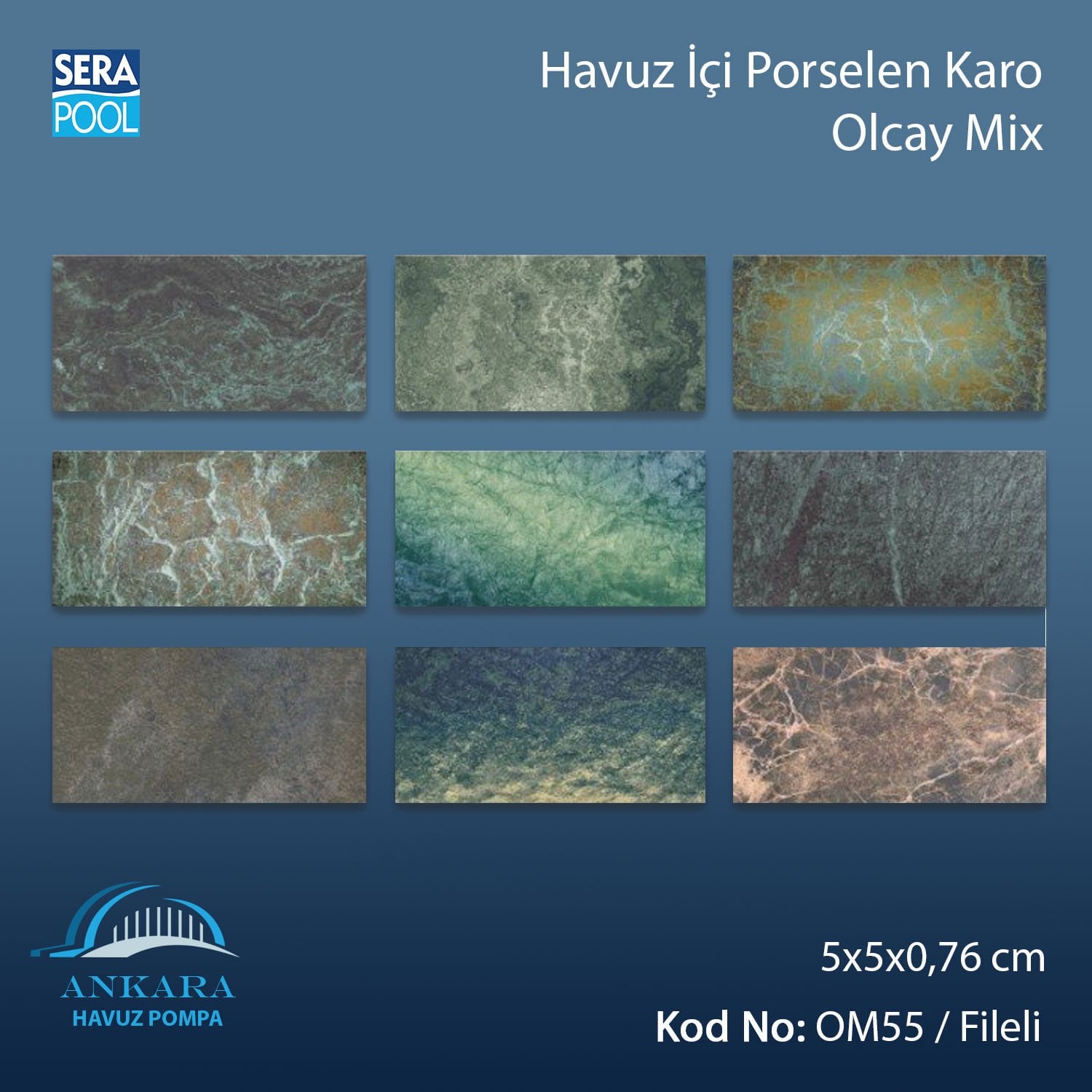 Olcay Mix (5x5 cm / Fileli) Porselen Karo - m² 'si