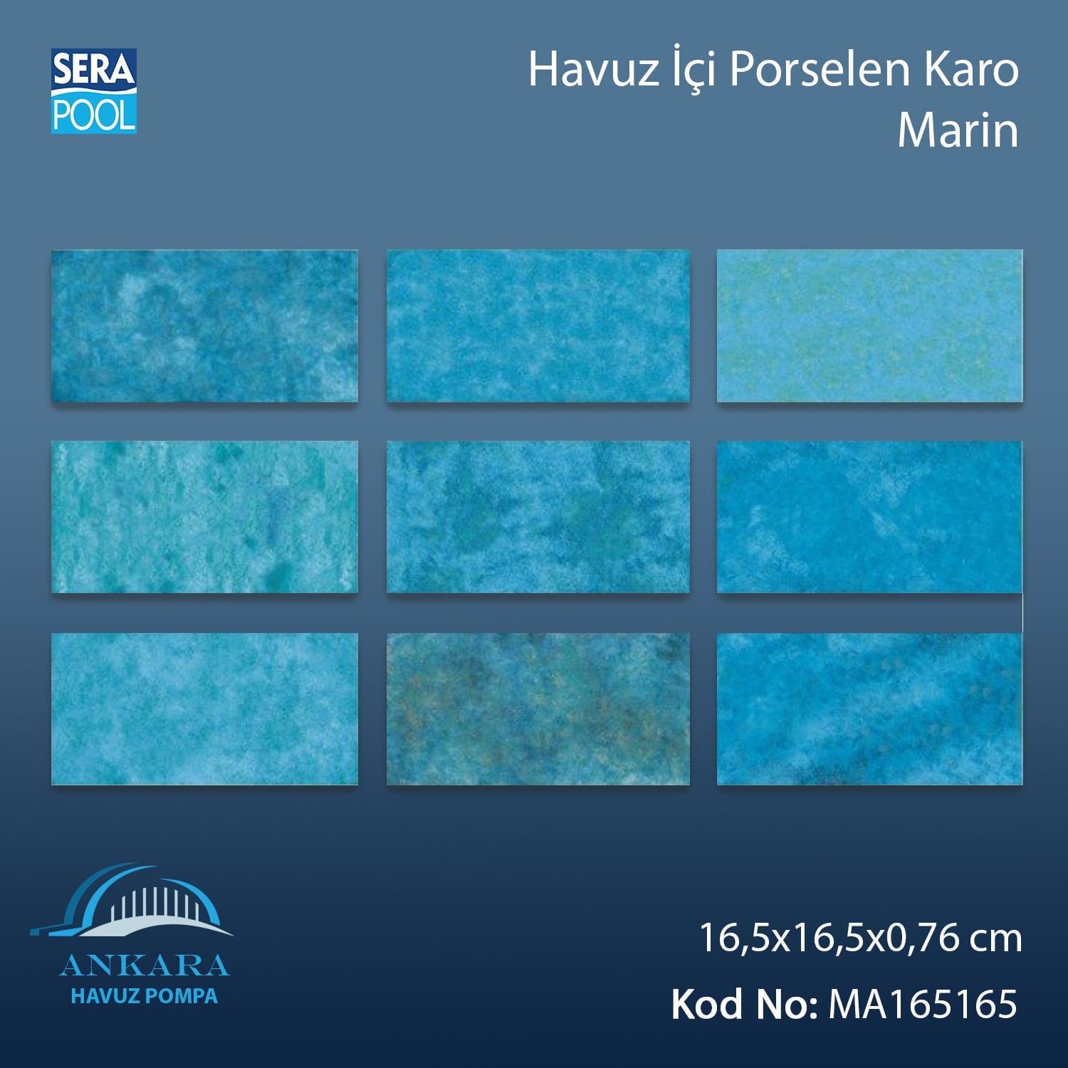 Marin (16,5x16,5 cm) Porselen Karo - m² 'si