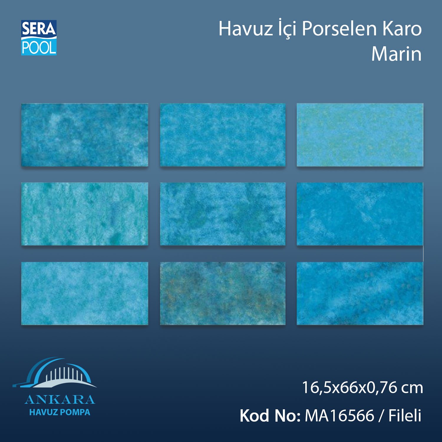 Marin (16,5x66 cm) Porselen Karo - m² 'si