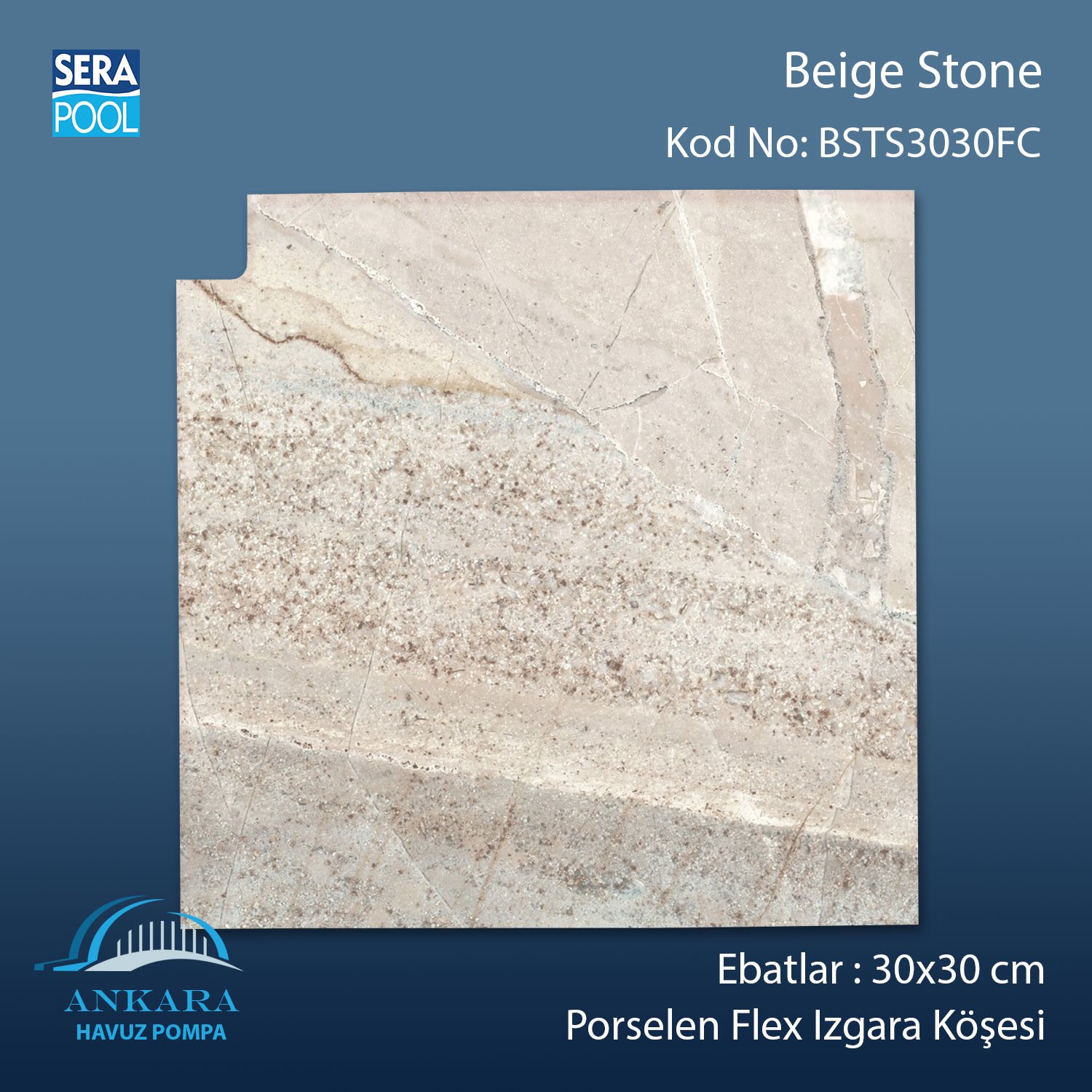 Beige Stone 30x30 cm Flex Izgara Köşeleri