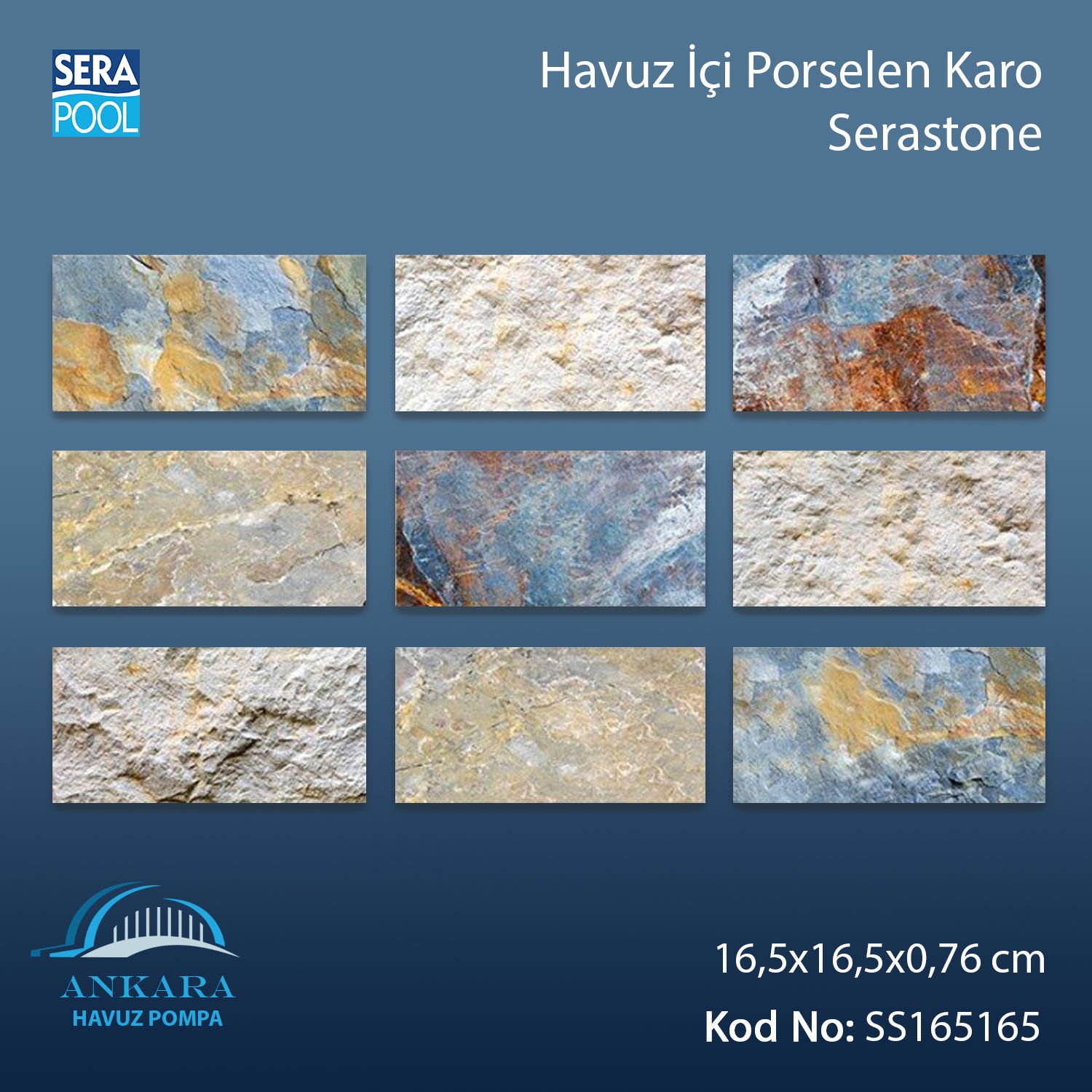 Serastone (16,5x16,5 cm) Porselen Karo - m² 'si