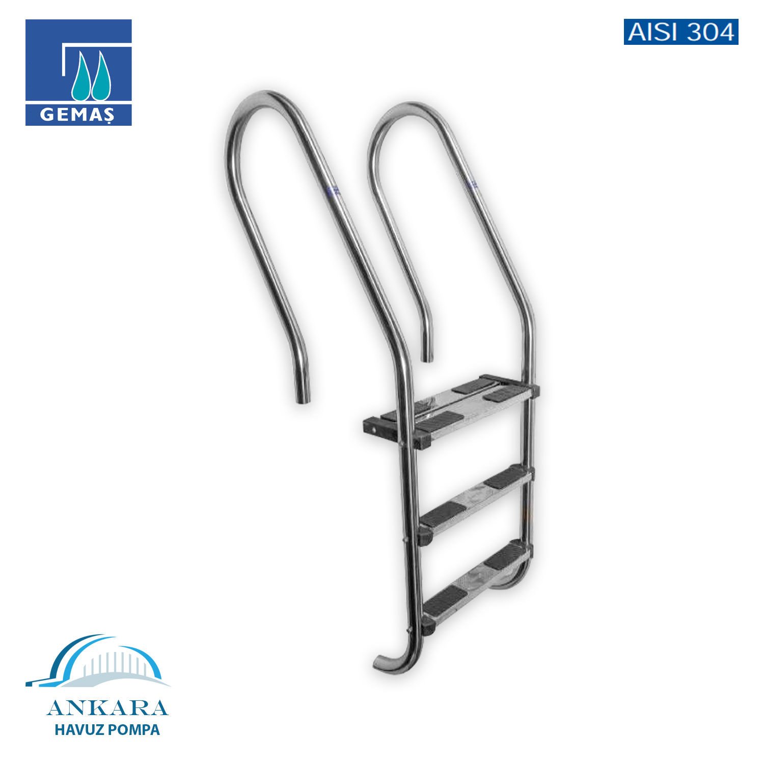 Umumi Havuzlar İçin Kombine 304 Model - Kombine 5 Basamaklı Havuz Merdiveni Paslanmaz Çelik 304 Kalite