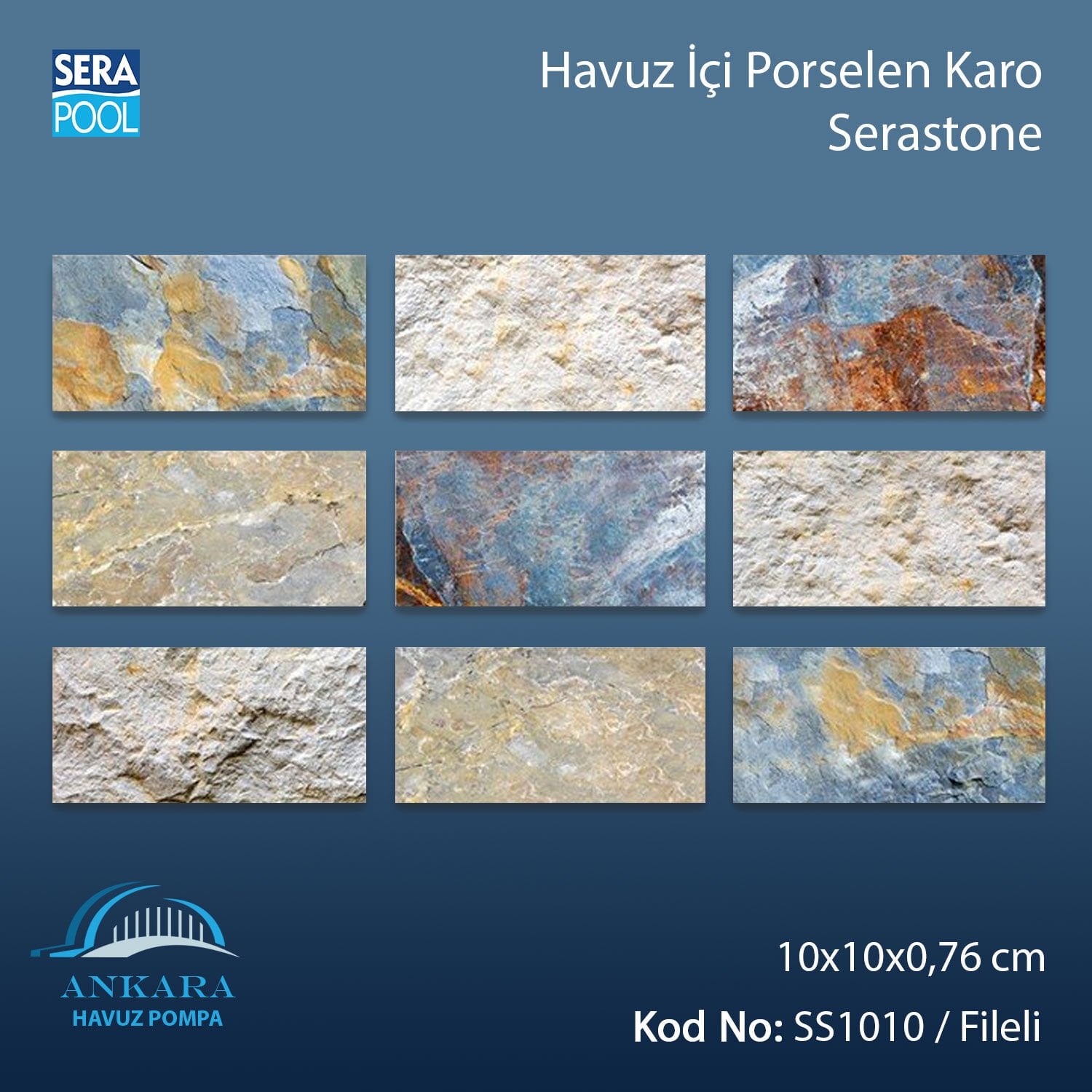 Serastone (10x10 cm / Fileli) Porselen Karo - m² 'si