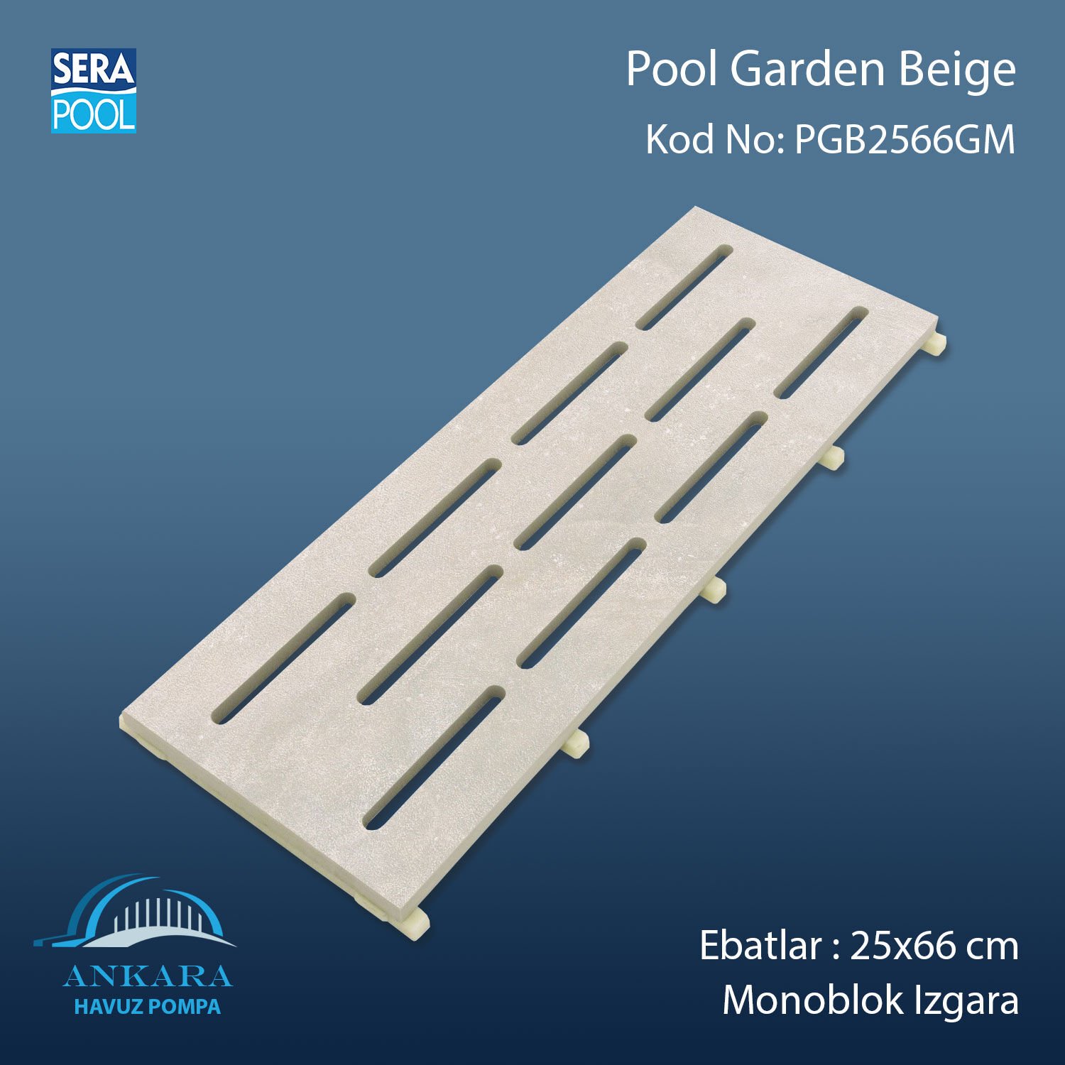 Pool Garden Beige 25x65 cm Monoblok Izgara