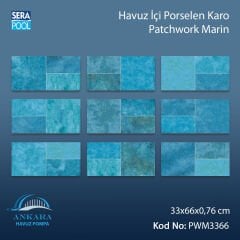 Patchwork Marin (33x66 cm) Porselen Karo - m² 'si